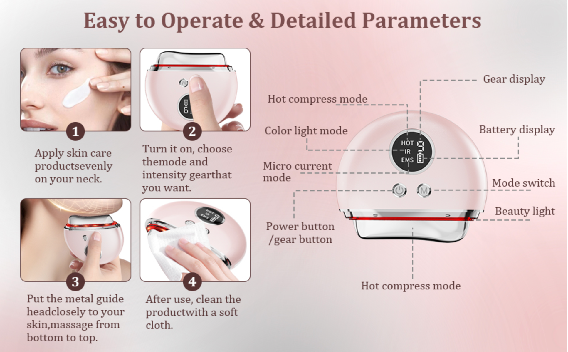 EMS Face Lifting Massager – LED & Heated Microcurrent Device