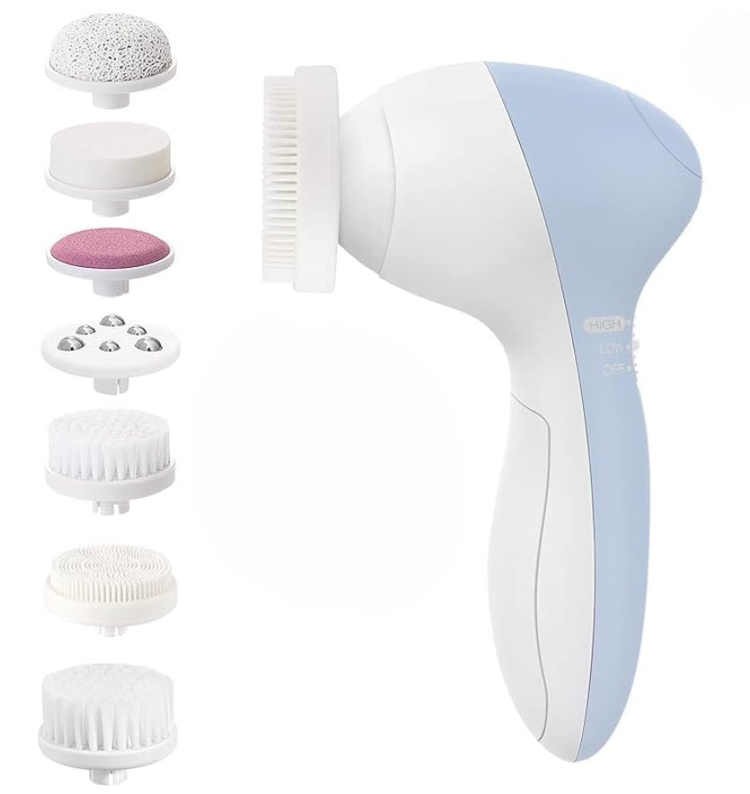 7-in-1 Facial Cleansing Brush – Waterproof & Rotating Exfoliator