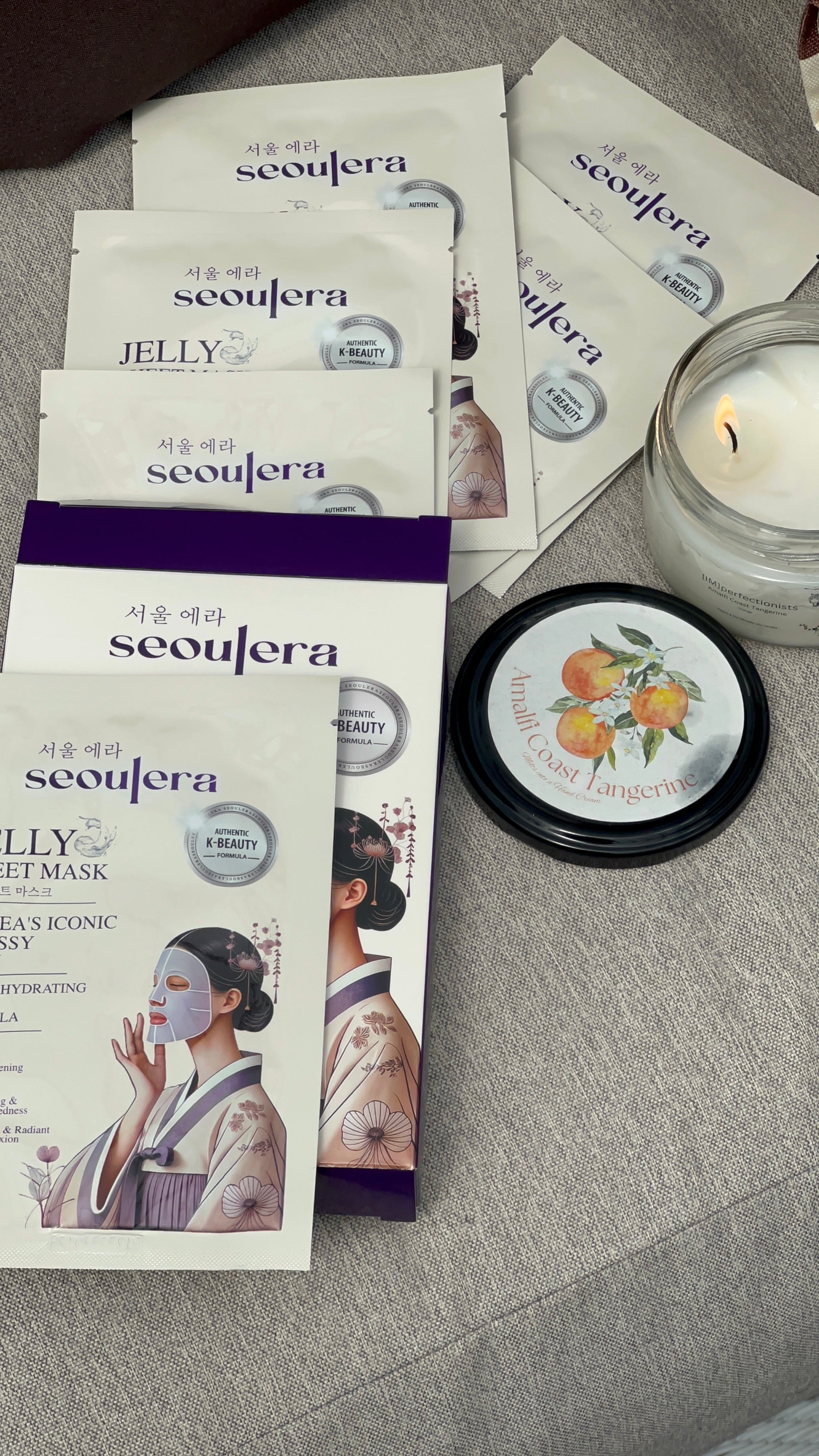 Glow & Calm Self-Care Set | Korean Jelly Sheet Mask + [IM]perfectionists Vegan Soy Candle